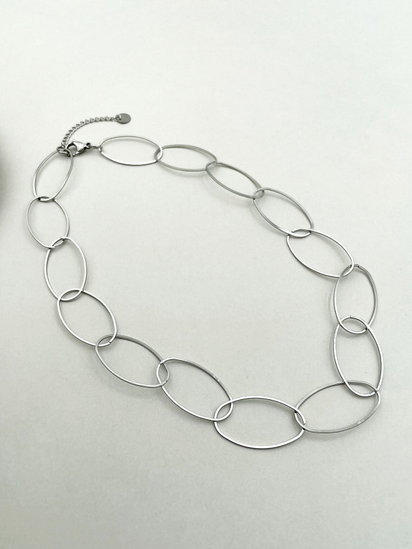 Collar de pulido de acero inoxidable ovalado de estilo simple informal