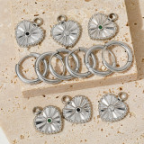 1 par de pendientes chapados en oro con incrustaciones de rombos en forma de corazón Retro elegantes con circonitas de acero inoxidable