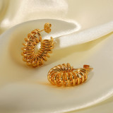 Pendientes Geométricos De Acero Inoxidable Chapados En Oro, 1 Par