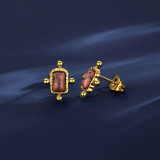 1 par de pendientes cuadrados de acero inoxidable con incrustaciones de turquesa