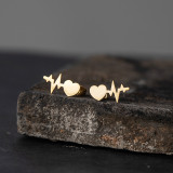 Pendientes simples de aleación de electrocardiograma en forma de corazón al por mayor