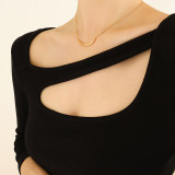 Joyería de moda Collar de sonrisa Cadena de clavícula minimalista chapada en oro de acero titanio