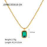 Collar con colgante chapado en oro de 18 quilates con incrustaciones de diamantes de imitación rectangulares de estilo Simple estilo INS
