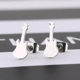Pendientes de acero inoxidable con forma de violín a la moda para mujer, sin incrustaciones, pendientes de acero inoxidable