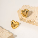 1 par de aretes chapados en oro de 18K chapados en acero inoxidable con forma de corazón básico estilo INS
