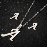 1 pieza 1 par de collar chapado en acero inoxidable con letras de estilo simple