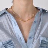 Collar De Chapado De Acero Inoxidable Geométrico De Moda, 1 Pieza