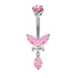 1 pieza lindo dulce letra forma de corazón mariposa chapado incrustación acero inoxidable circón ombligo Stud