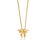 Collar con colgante de circón chapado en oro de 16 quilates de acero inoxidable con mariposa y estrella solar estilo IG a granel