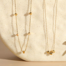 Collar chapado en oro de 14 quilates con revestimiento de acero de titanio con bola de estilo clásico lujoso y elegante