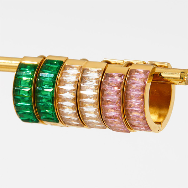 1 par de pendientes de diamantes de imitación de acero inoxidable con incrustaciones cuadradas de estilo simple