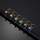 Pendientes geométricos retro de acero inoxidable chapados en pendientes de acero inoxidable con piedra natural