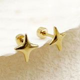 1 par de pendientes chapados en oro de acero inoxidable con forma de estrella, Luna y corazón, estilo Simple básico
