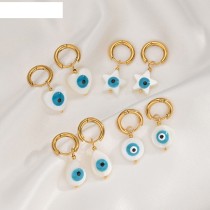 Pendientes simples de ojo creativo de estrella de cinco puntas de moda Pendientes de acero de titanio