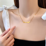 Collar Chapado En Oro De Acero Titanio Con Letras De Moda
