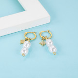 1 par de pendientes colgantes chapados en oro de acero inoxidable con revestimiento de estrellas de estilo Simple elegante para mujer