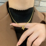 Collar Chapado En Oro De Acero Titanio Con Letras De Moda