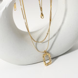 Collar chapado en oro geométrico de acero inoxidable estilo IG