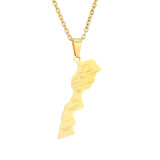 Estilo moderno Estilo simple Mapa Letra Chapado en acero inoxidable Collar con colgante chapado en oro de 18 quilates Collar largo