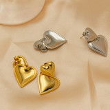1 par de pendientes colgantes chapados en oro de 18 quilates de acero inoxidable con forma de corazón de estilo vintage