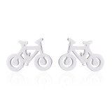 Pendientes chapados en acero inoxidable para bicicleta de moda, 1 par