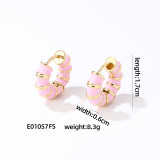 1 par de pendientes de acero inoxidable chapados en esmalte a rayas, elegantes y sencillos