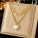Collares en capas chapados en oro de 18 quilates con revestimiento de acero de titanio en forma de corazón de estilo barroco de estilo vintage