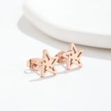 Pendientes chapados en acero inoxidable con forma de hoja, letra y estrella, 1 par