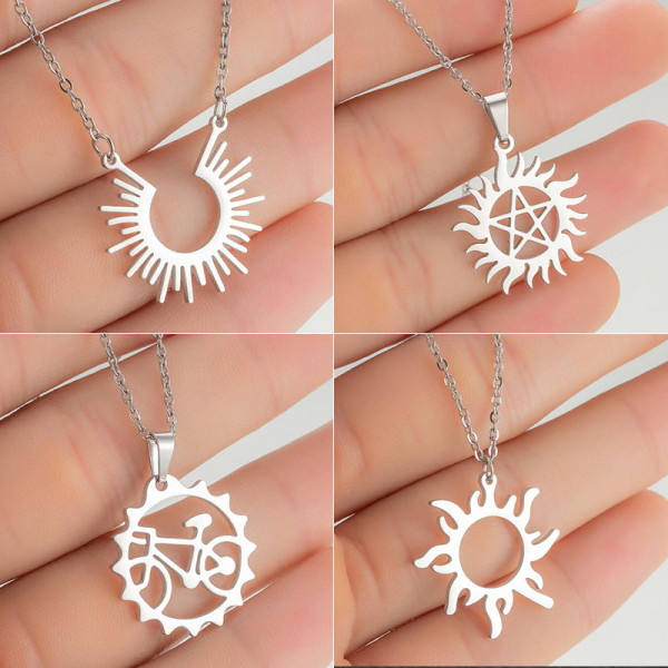 Collar Con Colgante De Chapado De Acero De Titanio Geométrico De Moda