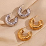 1 par de aretes chapados en oro de 18 quilates de acero inoxidable chapado en color sólido estilo simple estilo clásico