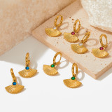 1 par de pendientes de circonita con incrustaciones de acero inoxidable chapado en sector retro