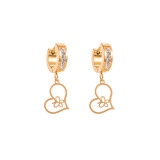 Pendientes colgantes con incrustaciones de diamantes de imitación chapados en acero y titanio con forma de corazón a la moda, 1 par