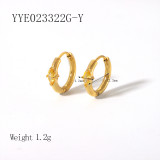 1 par de pendientes chapados en oro de 18 quilates con incrustaciones ovaladas de acero inoxidable estilo IG estilo Simple