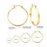 Pendientes chapados en acero inoxidable con círculo de moda, 1 par