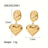 Pendientes colgantes de acero inoxidable con forma de corazón a la moda Pendientes de acero inoxidable chapados en oro