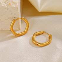 1 par de pendientes chapados en oro de 18 quilates de acero inoxidable con revestimiento hexagonal de estilo simple