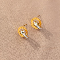 1 par de pendientes colgantes de diamantes de imitación de acero de titanio con incrustaciones de números romanos artísticos dulces románticos