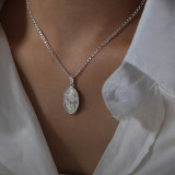 Collar chapado en oro de 18 quilates con revestimiento de acero de titanio geométrico de estilo vintage