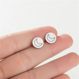 1 par de pendientes redondos de estilo Simple con forma de estrella y Luna, chapados en acero inoxidable