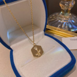 Collar con colgante de diamantes de imitación con incrustaciones de acero de titanio y forma de corazón redondo a la moda, 1 pieza