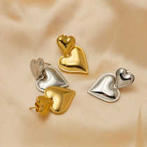 1 par de pendientes colgantes chapados en oro de 18 quilates de acero inoxidable con forma de corazón de estilo vintage