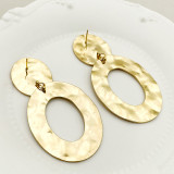 1 par de pendientes chapados en oro de acero inoxidable, estilo Simple, elegante e informal, ovalados