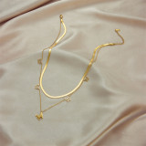Collares de doble capa chapados en oro de 18 quilates con revestimiento de acero de titanio y mariposa geométrica de estilo simple retro