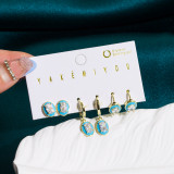 1 Juego de pendientes de circonita con incrustaciones de cobre ovalados cuadrados de moda Yakemiyou