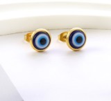 Pendientes colgantes de resina con incrustaciones de acero inoxidable con ojo de diablo Retro, 1 par