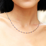 Collar chapado en oro de 18 quilates con revestimiento de cuentas de acero inoxidable de color sólido básico informal