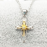 Cruz octogonal XINGX colgante de dos colores ocho corazones y ocho flechas collar de compromiso de diamantes de imitación