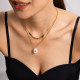 Collares de doble capa chapados en oro de 18K con revestimiento de acero inoxidable geométrico de señora elegante