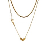 Collares acodados chapados en oro de titanio de 18 quilates con forma de corazón de estilo simple y dulce
