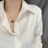 Collar con colgante de acero y titanio con forma de corazón, 1 pieza